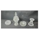 Collection of Cut Glass Bowls and Candy Dishes with Faux Fruit