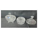 Collection of Cut Glass Bowls and Candy Dishes with Faux Fruit