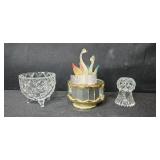 Collection of Cut Glass Bowls and Candy Dishes with Faux Fruit