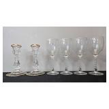 Crystal Wine Glasses, Candle Holders, Cut Glass Bowls, and Clay Art Red Poppy Dish Set
