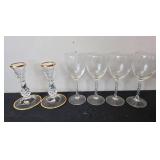 Crystal Wine Glasses, Candle Holders, Cut Glass Bowls, and Clay Art Red Poppy Dish Set