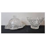 Crystal Wine Glasses, Candle Holders, Cut Glass Bowls, and Clay Art Red Poppy Dish Set