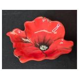 Crystal Wine Glasses, Candle Holders, Cut Glass Bowls, and Clay Art Red Poppy Dish Set