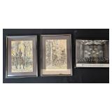 Framed Art Set: 2 Signed A. Anachev Ink Drawings and Minnesota Orchestra Photo