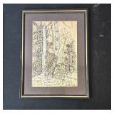 Framed Art Set: 2 Signed A. Anachev Ink Drawings and Minnesota Orchestra Photo