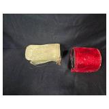 Holiday Decor Lot with Artificial Sleigh Centerpiece, Christmas String Lights, and Ribbon Rolls