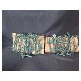 Holiday Decor Lot with Artificial Sleigh Centerpiece, Christmas String Lights, and Ribbon Rolls