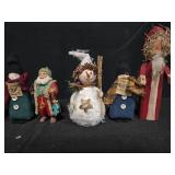 Collection of Christmas Figurines and Cross-Stitch Ornaments