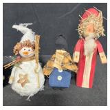 Collection of Christmas Figurines and Cross-Stitch Ornaments