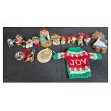 Collection of Hallmark Christmas Ornaments and Mini Sweater Decoration