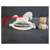 Set of 4 Christmas Ornaments - Rocking Horse, Bear, Wreath, and Dog