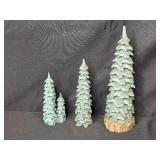 Holiday Decor Collection with Carved Trees, Straw Goat, and Merry Christmas Santa Figure