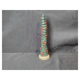 Holiday Decor Collection with Carved Trees, Straw Goat, and Merry Christmas Santa Figure