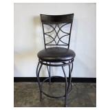 Metal Frame Bar Stool with Padded Seat and Decorative Back