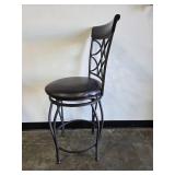Metal Frame Bar Stool with Padded Seat and Decorative Back