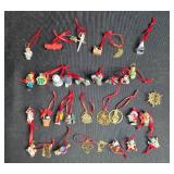 Collection of Assorted Hallmark Mini Christmas Ornaments Most with Red Ribbons