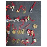 Collection of Assorted Hallmark Mini Christmas Ornaments Most with Red Ribbons