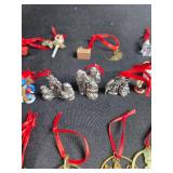 Collection of Assorted Hallmark Mini Christmas Ornaments Most with Red Ribbons