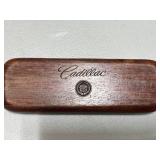 Wooden Ballpoint Pen with Cadillac Logo Embossed on Front of Case & Vintage Esterbrook Dipless Pen Nibs Set