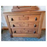 Antique Spoon Carved Walnut Dresser with Mirror