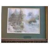 Ethereal Artist Signed Forest Landscape Watercolor Art