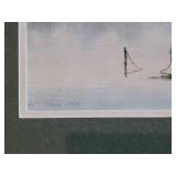 Watercolor Framed Art ~ Moored Boat, Artist Signed