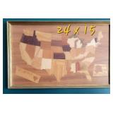 Inlaid US Map Wood