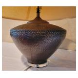 Aged Brass Patina Beaded Weave Table Lamp