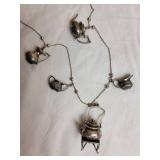 Whimsical Sterling Silver Tea Service Charm Necklace