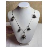 Whimsical Sterling Silver Tea Service Charm Necklace