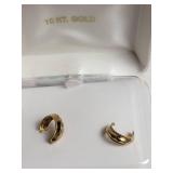 10K Yellow Gold Beaded Hoop Earrings