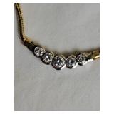 Bezel Set 5 Diamond Necklace on 14k Yellow Gold Chain ~ 8g