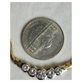 Bezel Set 5 Diamond Necklace on 14k Yellow Gold Chain ~ 8g