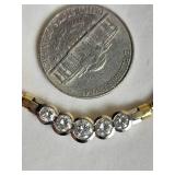 Bezel Set 5 Diamond Necklace on 14k Yellow Gold Chain ~ 8g