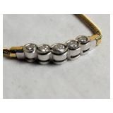 Bezel Set 5 Diamond Necklace on 14k Yellow Gold Chain ~ 8g