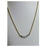 Bezel Set 5 Diamond Necklace on 14k Yellow Gold Chain ~ 8g