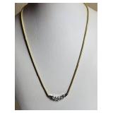 Bezel Set 5 Diamond Necklace on 14k Yellow Gold Chain ~ 8g
