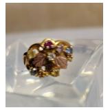 10k BHG Black Hills Gold Jeweled Ring ~ 4g, Sz 6