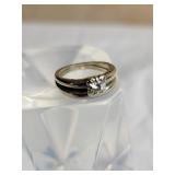 Vintage Diamond Solitare 14k Ring Wedding Set ~ 4g, Sz 6