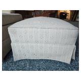 Linen White Accent Armchair Ottoman