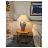 Rustic Jug Style Lamp with Footed Iron Base