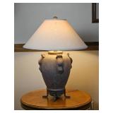 Rustic Jug Style Lamp with Footed Iron Base