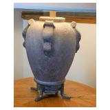 Rustic Jug Style Lamp with Footed Iron Base
