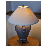 Rustic Jug Style Lamp with Footed Iron Base