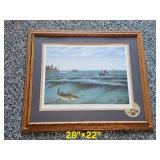 Professionally Framed Les Kouba Opening Day on Lake Mille Lacs Singed 4301