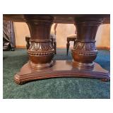 Stunning Jacobean Ornate Molding Dining Table & Bernhardt Set of Dining Chairs