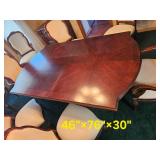 Stunning Jacobean Ornate Molding Dining Table & Bernhardt Set of Dining Chairs