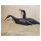 Boyds Collection Carved Wooden Loons singed J. Dudley