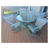 Charming Hampton Bay Cast Aluminum Patio Table & Chair (umbrella Included)