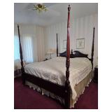 Gorgeous Vintage Carved Mahogany Poster Bed - King